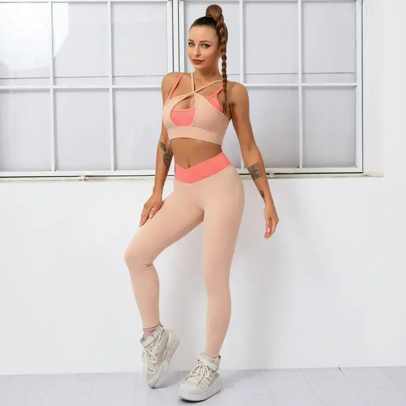 Cloud Hide Sexy Zipper Yoga Set Gym Fitness Sport Suits Sports Wear Women Clothing Yoga Pants Leggings Sport Bra Top Sportswear