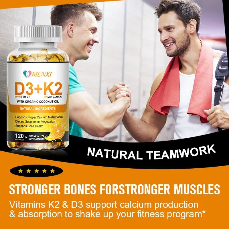 Vitamin K2(MK7) with D3 5000IU Supplement BioPerine Capsules Immune Health 120 capsule