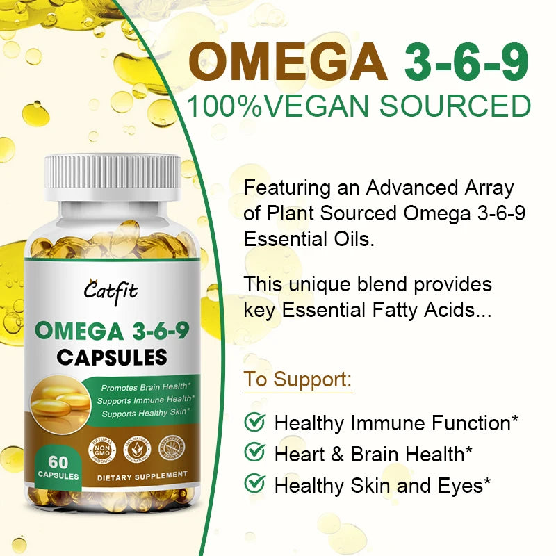 Catfit Omega Fish Oil Capsules Rich in DHA EPA Skin Beauty Eyes Brain Health Hormone Balance Nutrition Diet Supplement for Men