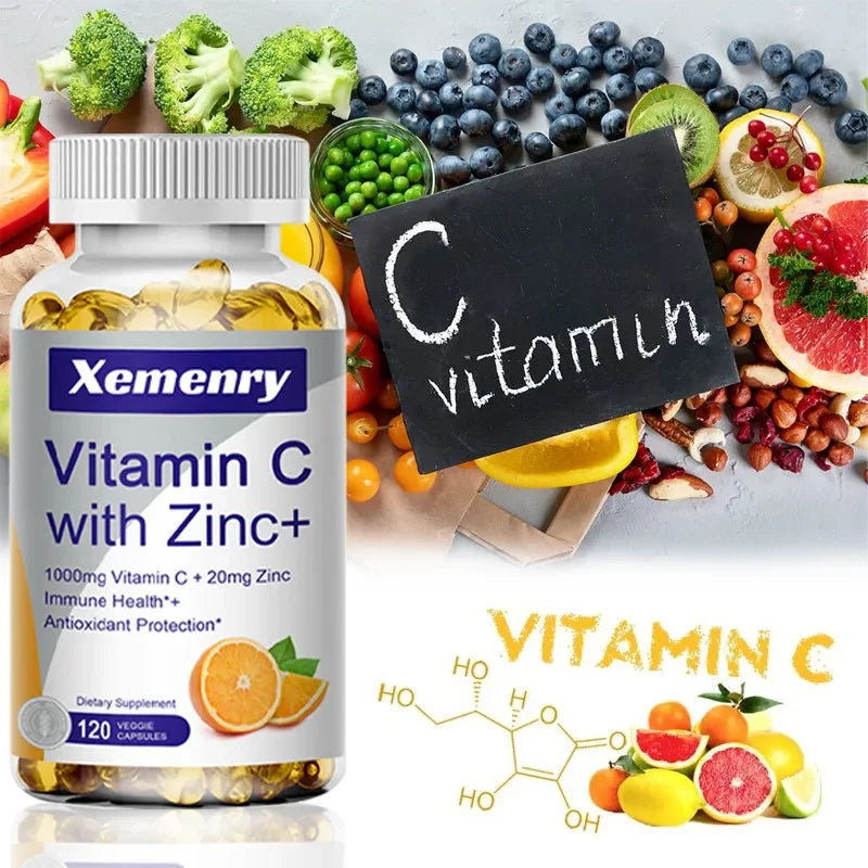 Vitamin C with Zinc Vitamin C 1000 mg and Zinc 20 mg 120 Capsules