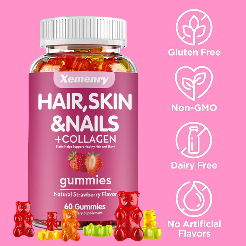 Biotin & Vitamin Gummies Maximum Potency for Healthy Hair, Skin & Nails, Hair Vitamins for Men & Women | Gluten Free