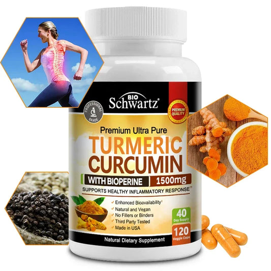 Curcumin with BioPerine 1500mg | Turmeric Capsules with Black Pepper, Joint Health Dietary Supplement Vegetarian