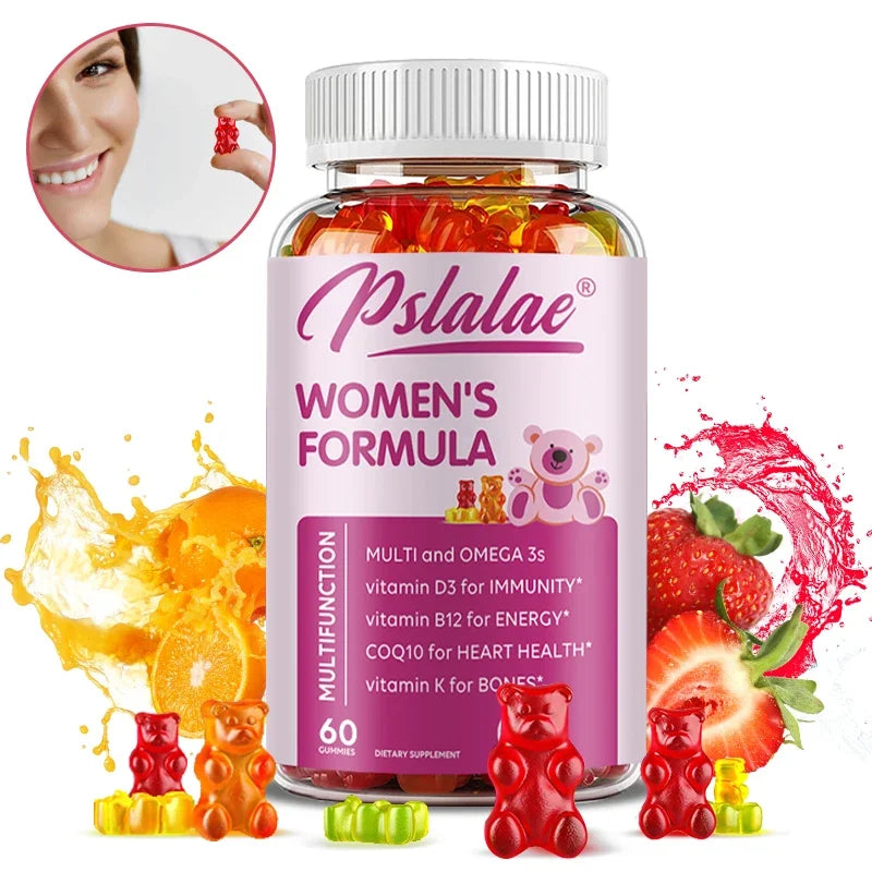 Gummies for Women: Enriched with Omega 3 DHA/EPA Fish Oil, CoQ10, Folic Acid, Vitamin K2, D3, Biotin, B12 for Good Health