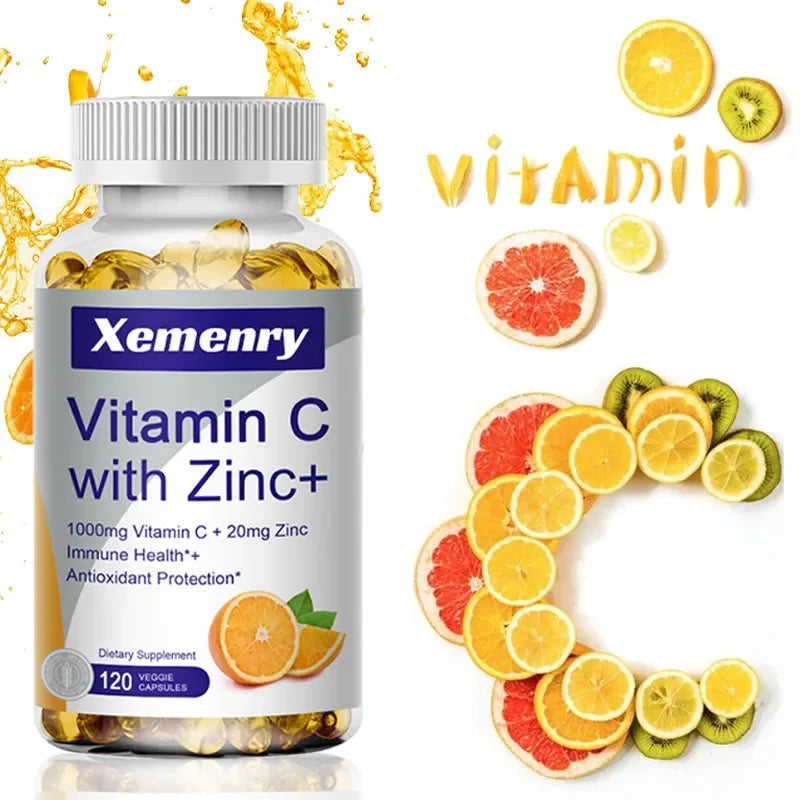 Vitamin C with Zinc Vitamin C 1000 mg and Zinc 20 mg 120 Capsules