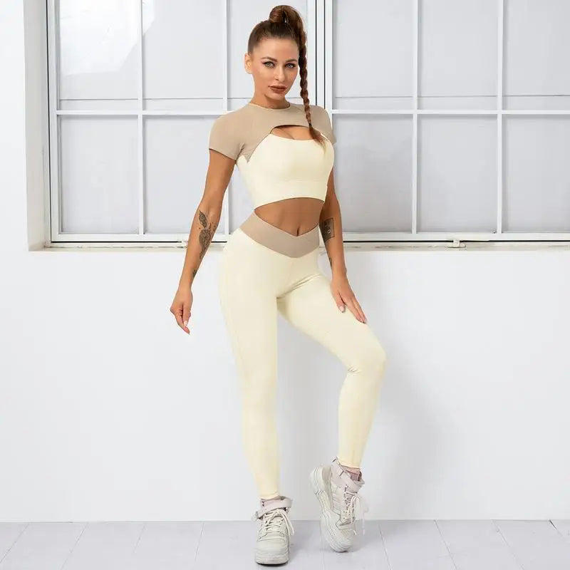 Cloud Hide Sexy Zipper Yoga Set Gym Fitness Sport Suits Sports Wear Women Clothing Yoga Pants Leggings Sport Bra Top Sportswear