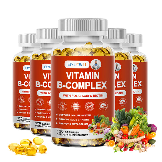 Vitamin B Complex for Women and Men - with Folic Acid Biotin B1 B2 B3 B6 B12 - Support Cellular Energy & Mental Clarity